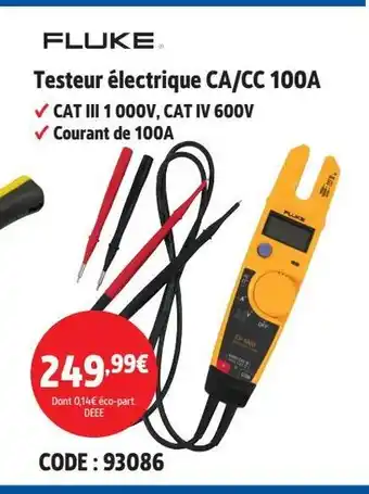 Screwfix FLUKE Testeur électrique CA/CC 100A offre