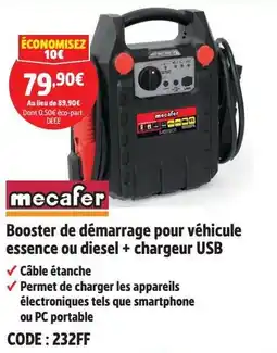 Screwfix MECAFER Booster de démarrage pour véhicule essence ou diesel + chargeur USB offre