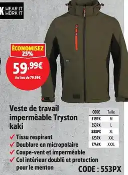 Screwfix Veste de travail imperméable Tryston offre