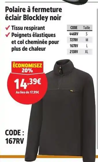 Screwfix Polaire à fermeture éclair Blockley noir offre