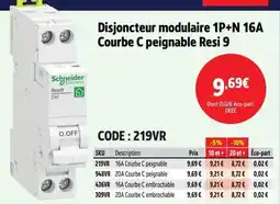 Screwfix SCHNEIDER Disjoncteur modulaire 1P+N 16A Courbe C peignable Resi 9 offre