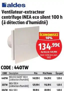 Screwfix ALDES Ventilateur-extracteur centrifuge INEA eco silent 100 h (à détection d'humidité) offre