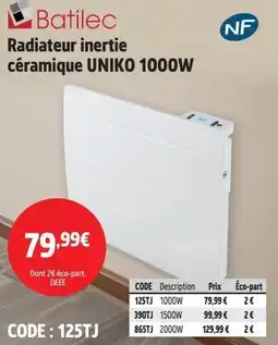 Screwfix BARILEC Radiateur inertie céramique UNIKO 1000W offre