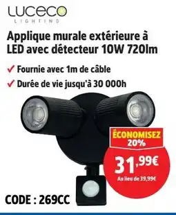 Screwfix LUCECO Applique murale extérieure à LED avec détecteur 10W 720lm offre