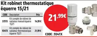 Screwfix Kit robinet thermostatique équerre 15/21 offre