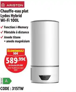 Screwfix ARISTON Chauffe-eau plat Lydos Hybrid Wi-Fi offre