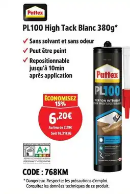 Screwfix PATTEX PL100 High Tack Blanc offre