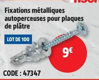 Screwfix Fixations métalliques autoperceuses pour plaques de plâtre offre