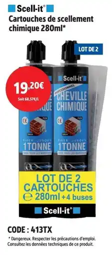 Screwfix SCELL-IT Cartouches de scellement chimique offre