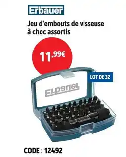 Screwfix ERBAUER Jeu d'embouts de visseuse à choc assortis offre