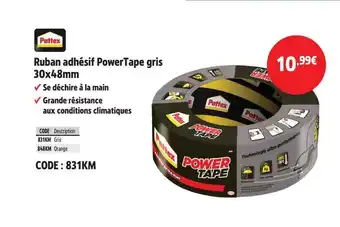 Screwfix PATTEX Ruban adhésif PowerTape gris 30x48mm offre