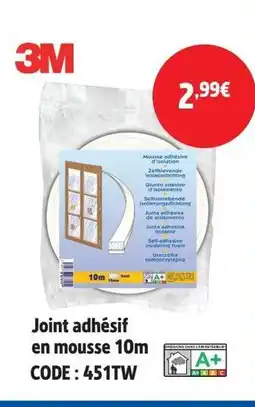 Screwfix Joint adhésif en mousse 10m CODE: 451TW offre