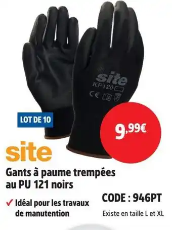 Screwfix SITE Gants à paume trempées au PU 121 noirs offre