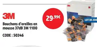 Screwfix 3M Bouchons d'oreilles en mousse 37dB 3M 1100 offre