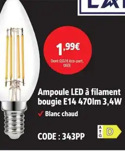 Screwfix LAP Ampoule LED à filament bougie E14 470lm 3,4W offre