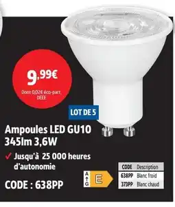 Screwfix LAP Ampoules LED GU10 offre