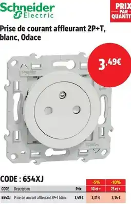 Screwfix SCHNEIDER Prise de courant affleurant 2P+T, blanc, Odace offre