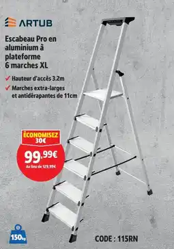 Screwfix ARTUB Escabeau Pro en aluminium à plateforme 6 marches XL offre