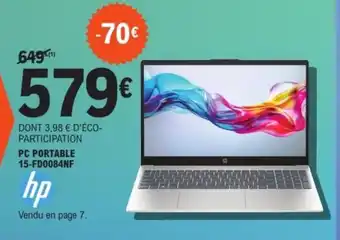 E.Leclerc Espace Culturel HP Pc portable 15-fd0084nf offre