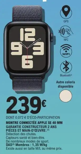 E.Leclerc Espace Culturel Montre connectée apple se 40 mm offre