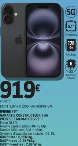 E.Leclerc Espace Culturel IPHONE 16 offre