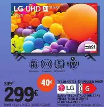 E.Leclerc Espace Culturel LG Tv led 43ut73 43" (pouces) offre