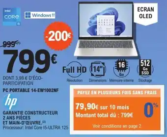 E.Leclerc Espace Culturel HP Pc portable 14-ew1002nf offre