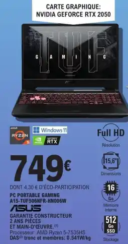 E.Leclerc Espace Culturel ASUS Pc portable gaming a15-tuf506nfr-hn006w offre