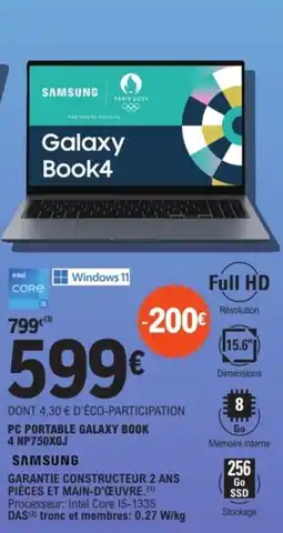 E.Leclerc Espace Culturel SAMSUNG Pc portable galaxy book 4 np750xgj offre