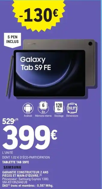 E.Leclerc Espace Culturel SAMSUNG Tablette tab s9fe offre