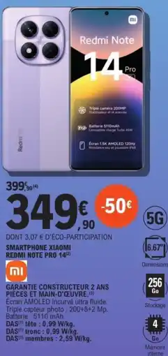 E.Leclerc Espace Culturel REDMI Smartphone xiaomi note pro 14 offre