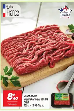 Netto Viande bovine : haché vrac halal 15% mg dabia offre