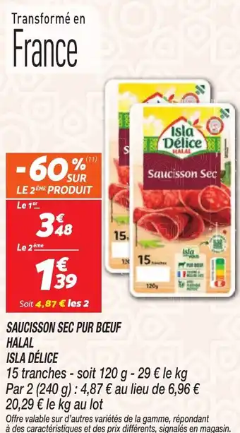 Netto ISLA DÉLICE Saucisson sec pur bœuf halal offre