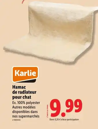 Lidl KARLIE Hamac de radiateur pour chat offre