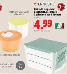 Lidl EJERNESTO® Boîte de rangement à légumes, essoreuse à salade ou bac à déchets offre