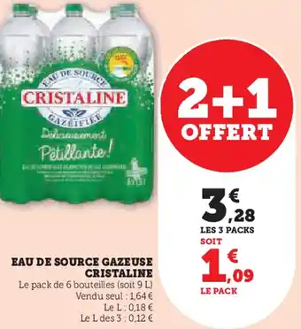 Super U Cristaline eau de source gazeuse offre