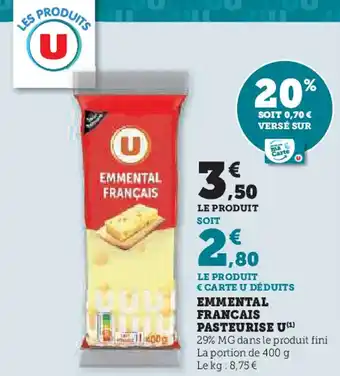 Super U U emmental français pasteurise offre