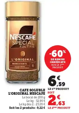 Super U Nescafe cafe soluble l'original offre