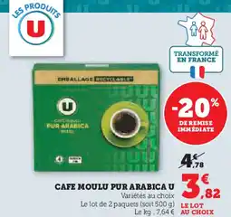 Super U U cafe moulu pur arabica offre