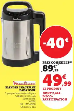 Super U Moulinex blender chauffant daily soup offre