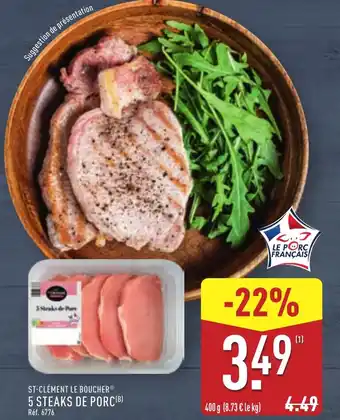 ALDI St clément le boucher 5 steaks de porc offre