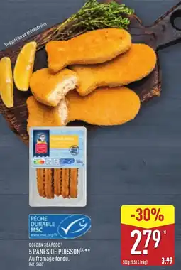 ALDI Golden seafood 5 panés de poisson offre