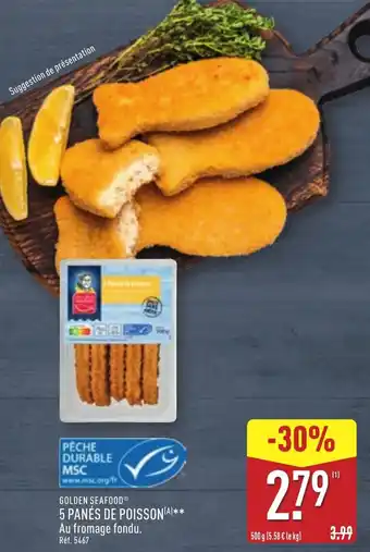 ALDI Golden seafood 5 panés de poisson offre