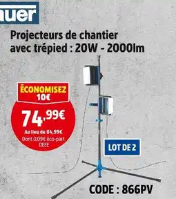 Screwfix Hauer Projecteurs de chantier avec trépied : 20W - 2000lm offre