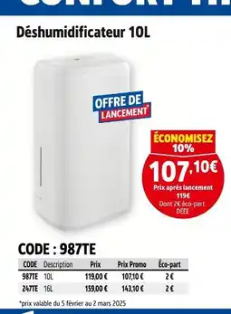 Screwfix Déshumidificateur 10L offre