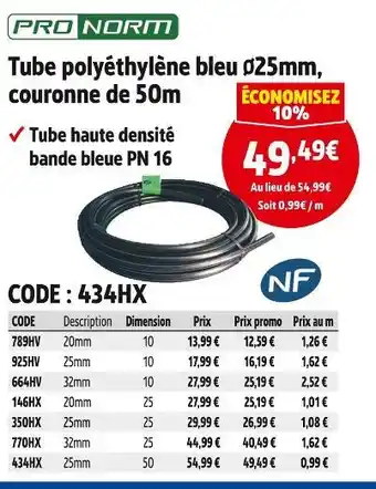 Screwfix PRO NORM Tube polyéthylène bleu Ø25mm offre