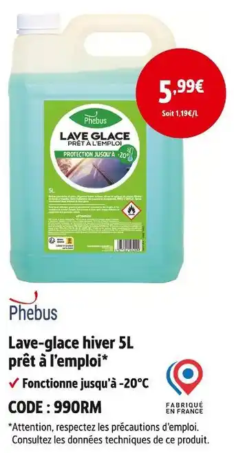 Screwfix PHEBUS Lave-glace hiver 5L prêt à l'emploi offre