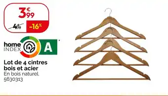 Weldom Lot de 4 cintres bois et acier offre