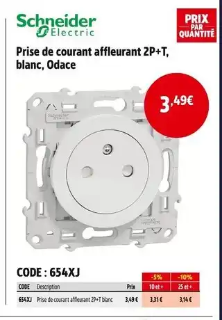 Screwfix SCHNEIDER ELECTRIC Prise de courant affleurant 2P+T offre