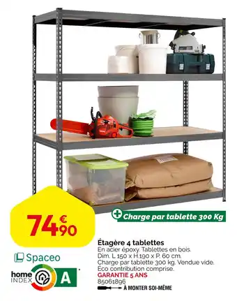 Weldom SPACEO Étagère 4 tablettes offre